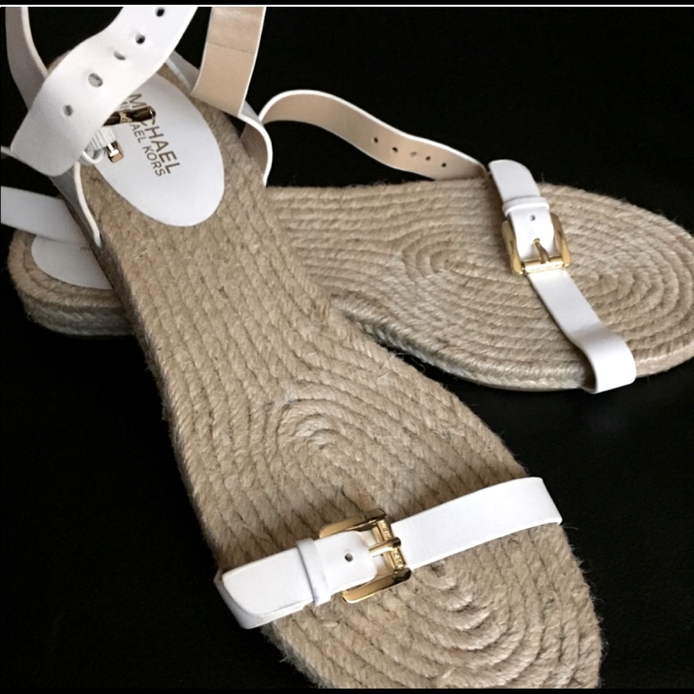 Michael Kors White Jute Strap Sandals